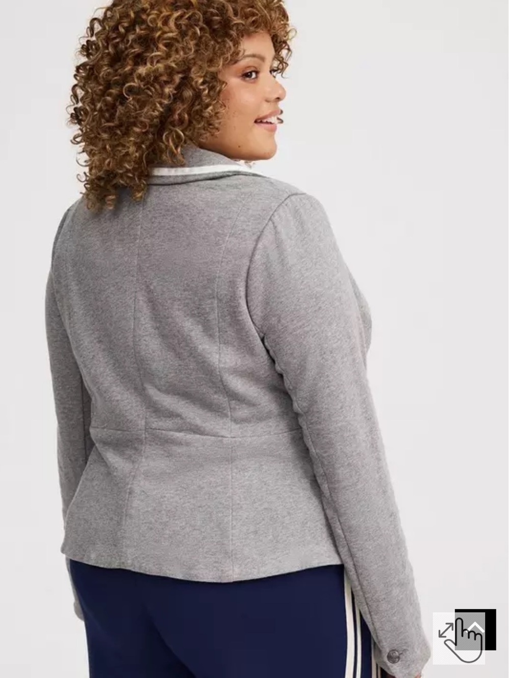 torrid Grey Peplum Blazer with White Trim - Picture 3 of 10